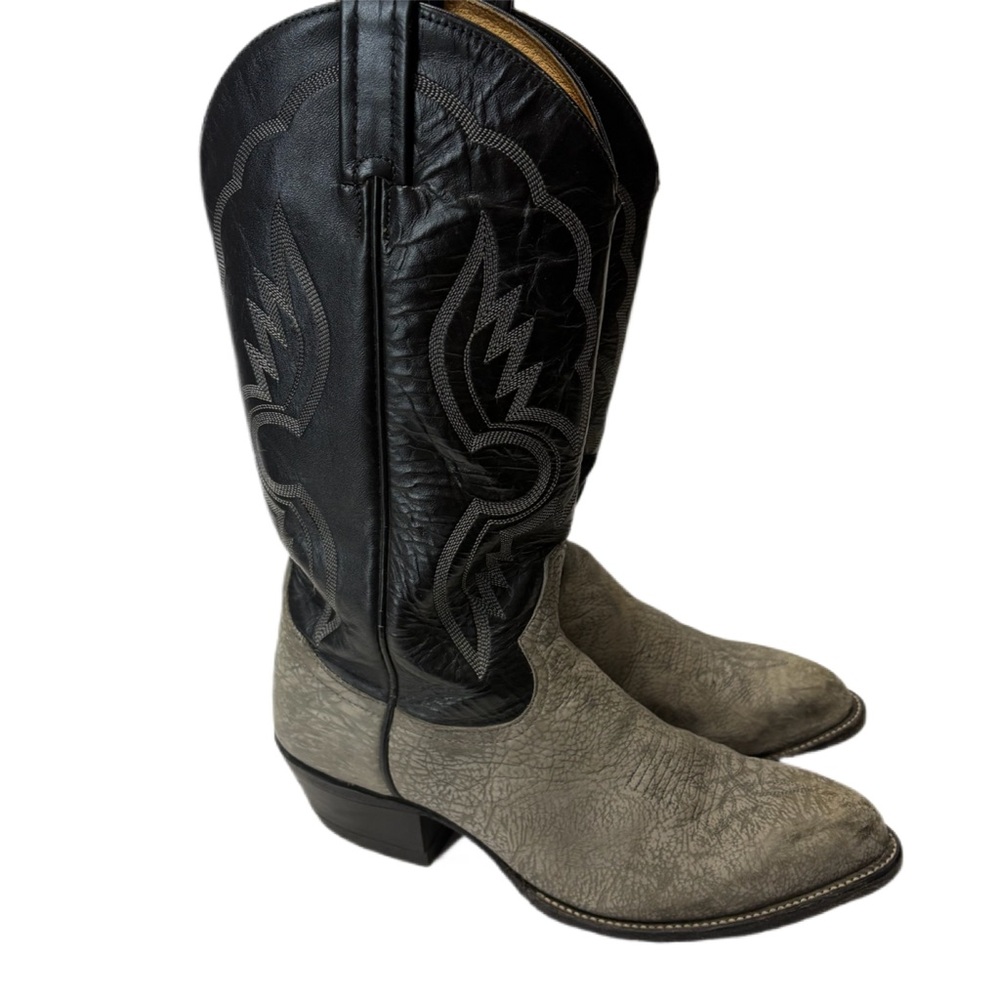 Vintage Tony Lama Shrunken Bull Shoulder Cowboy Boot 7.5 EE